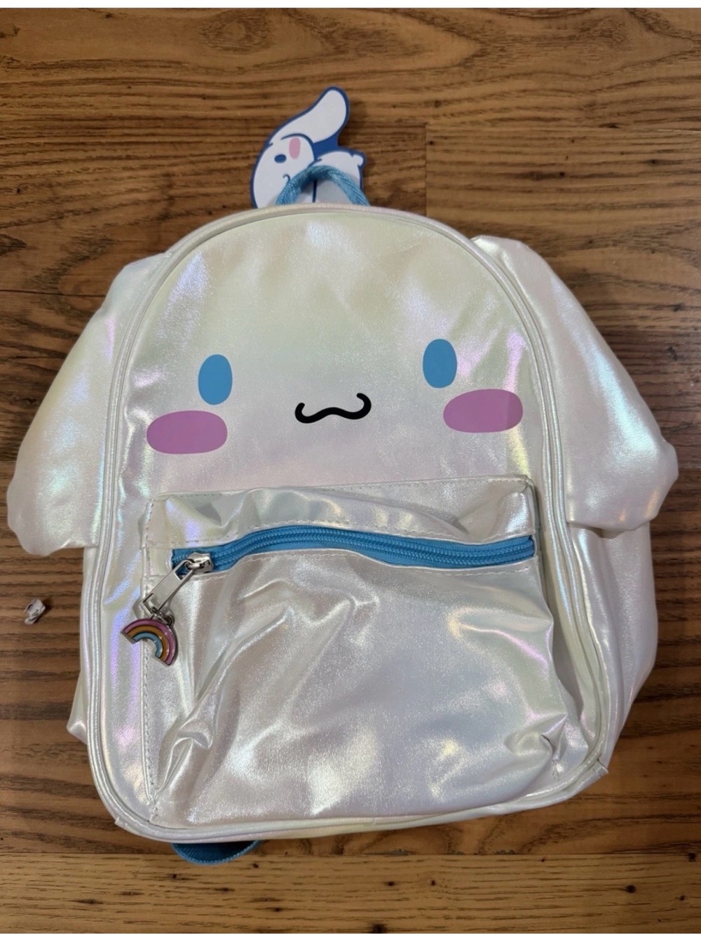 NWT Sanrio Cinnamoroll Iridescent Shimmer Mini Backpack Rainbow Charm Kawaii